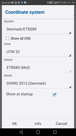 Trimble Penmap Coordinate system Menu